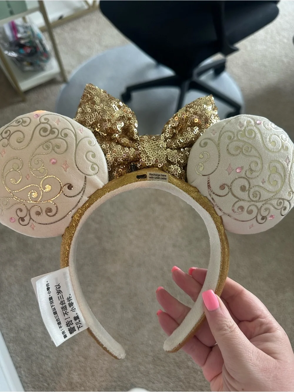 Gold Sequin ear headband -